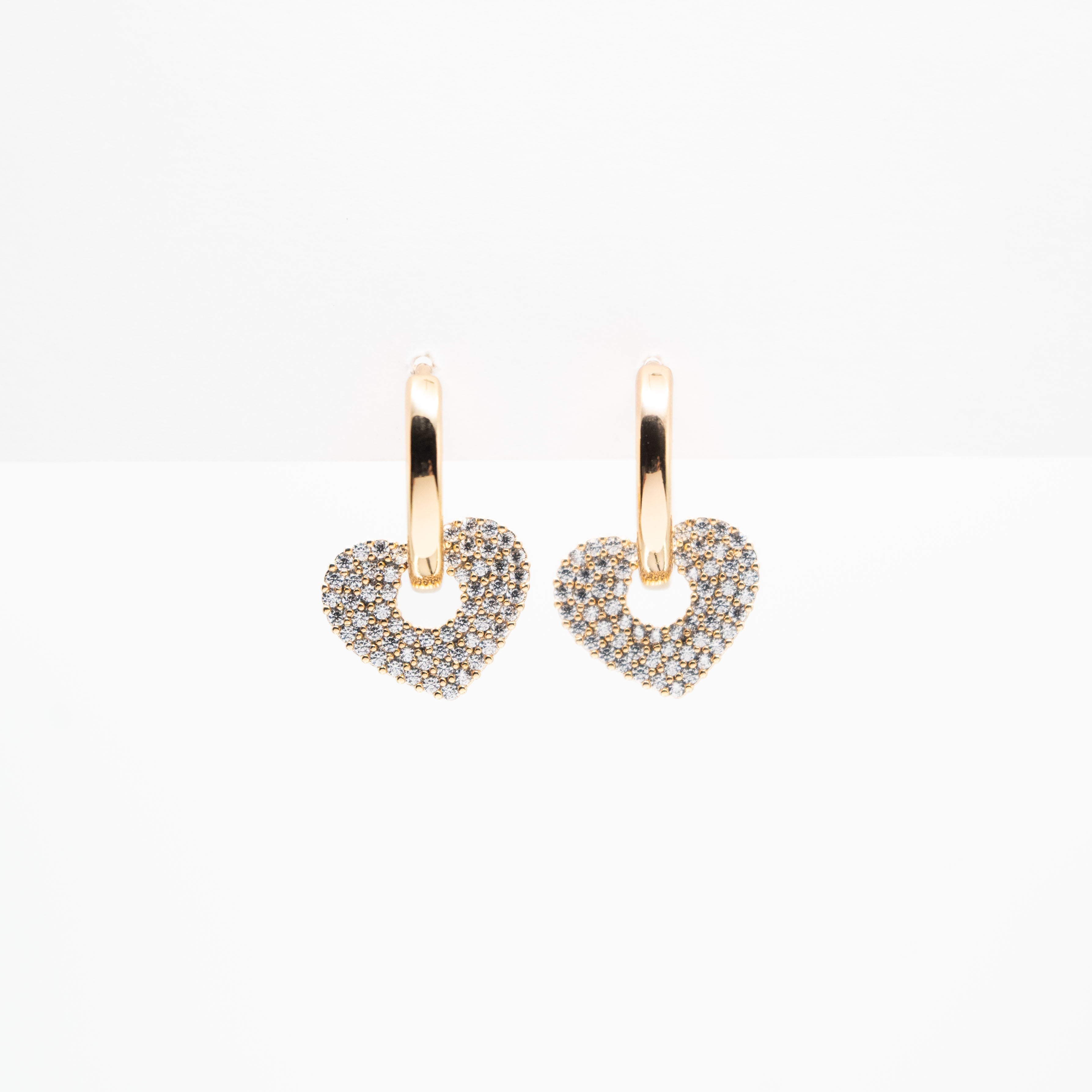 Aretes De Corazón Colgante Strass