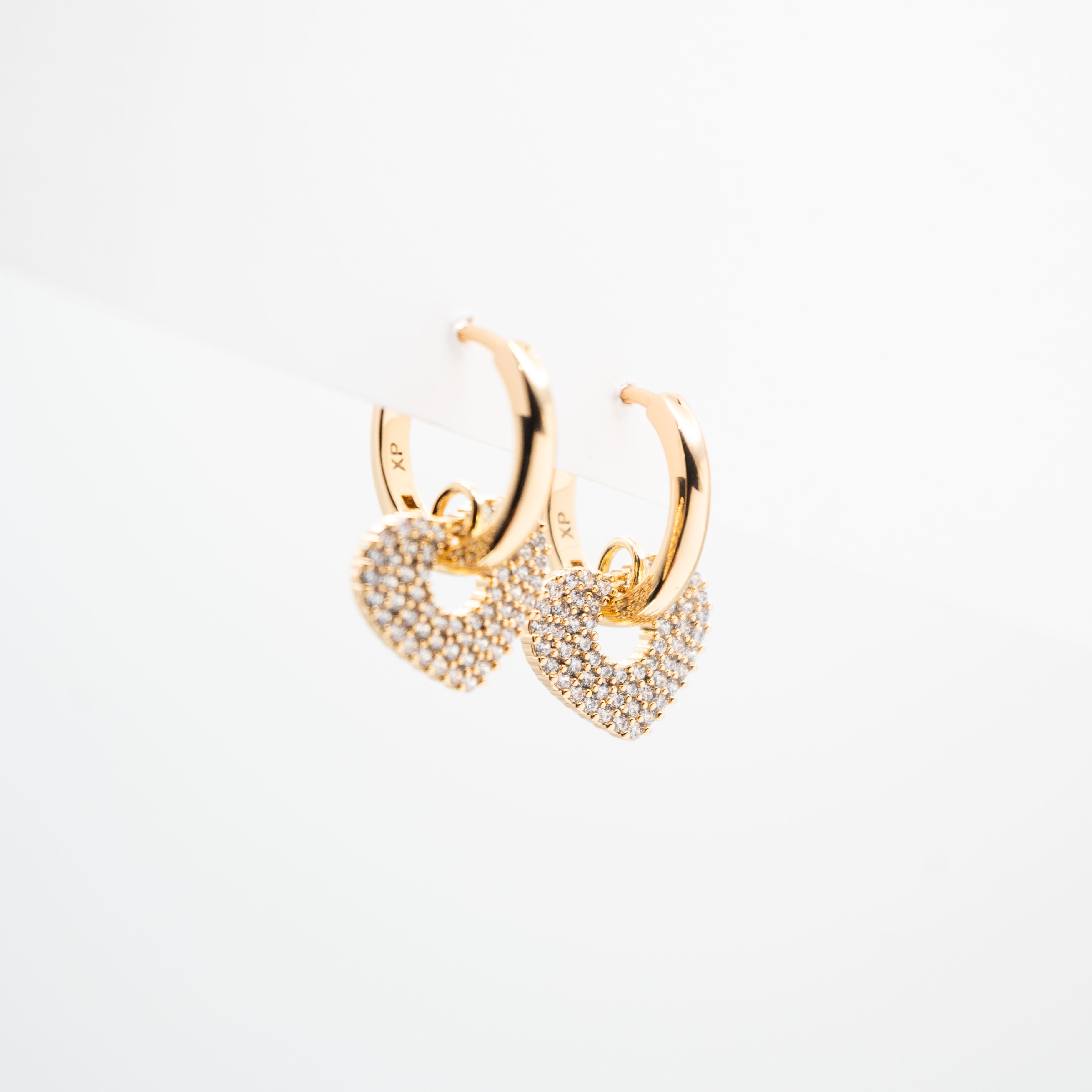 Aretes De Corazón Colgante Strass