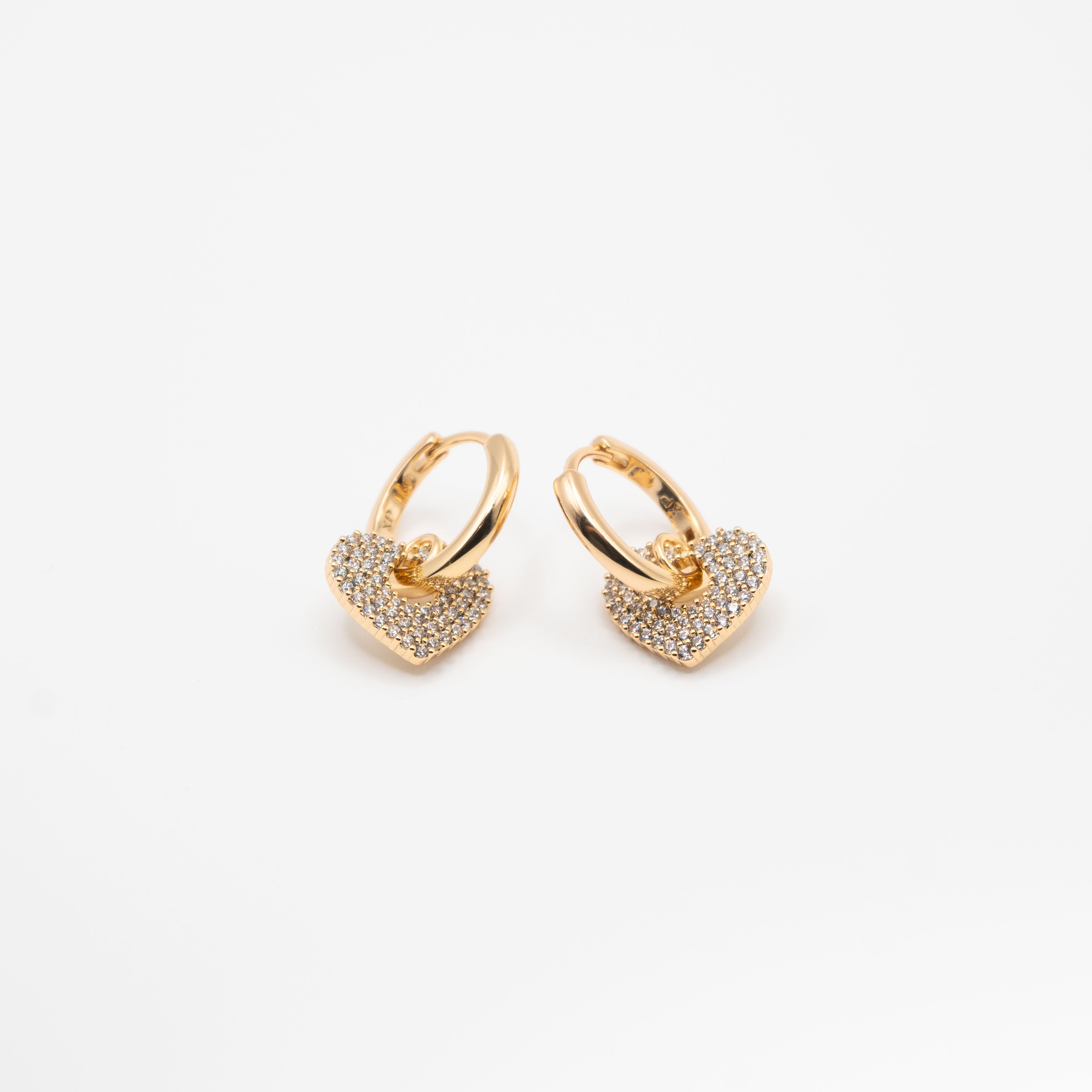 Aretes De Corazón Colgante Strass