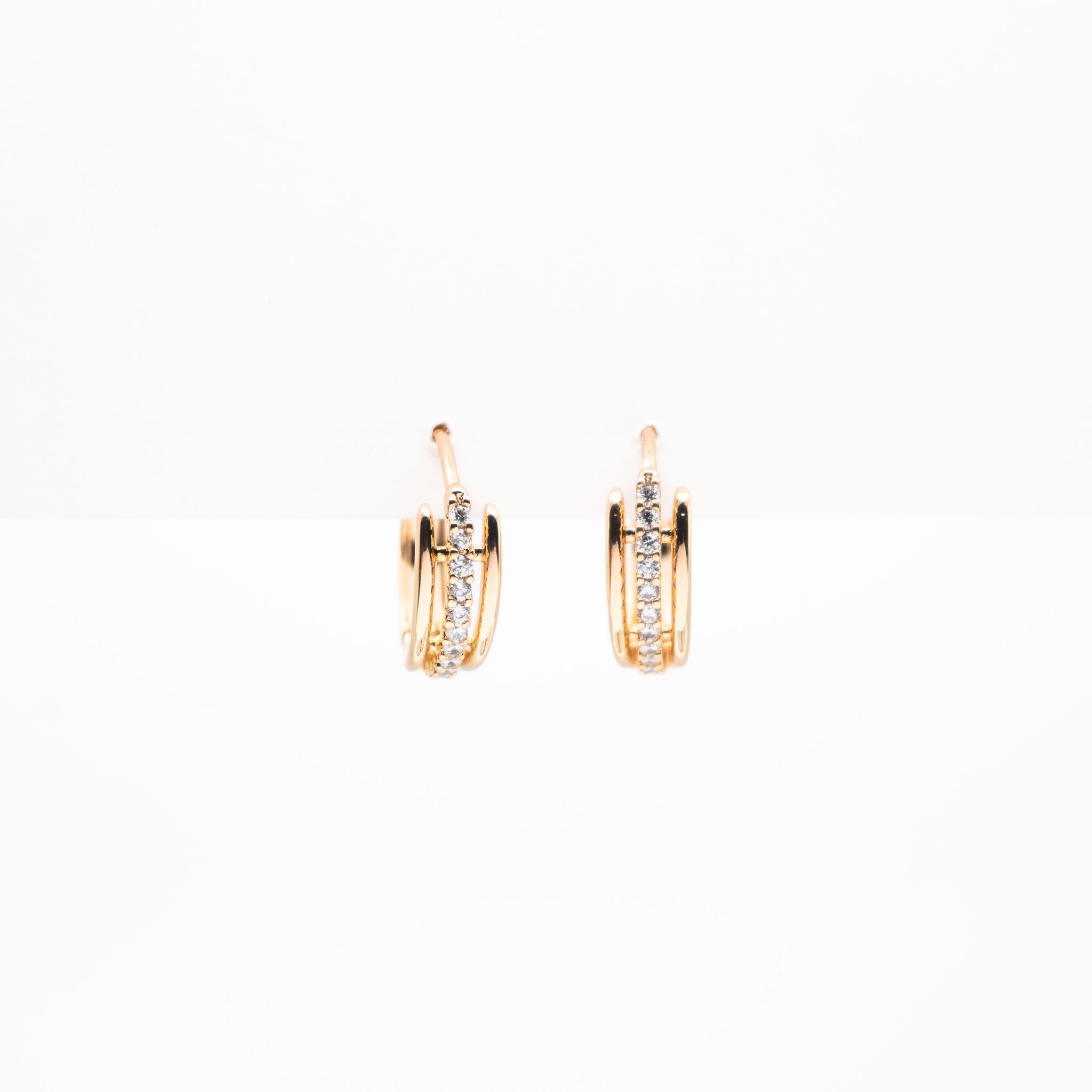 Aretes De Argolla Con Franja Strass