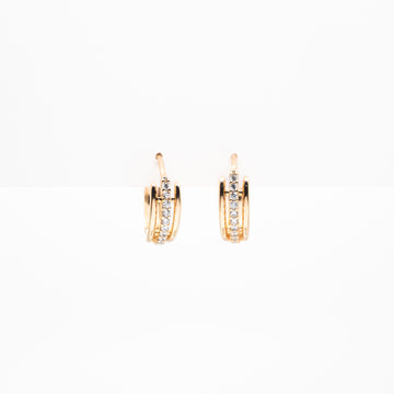 Aretes De Argolla Con Franja Strass