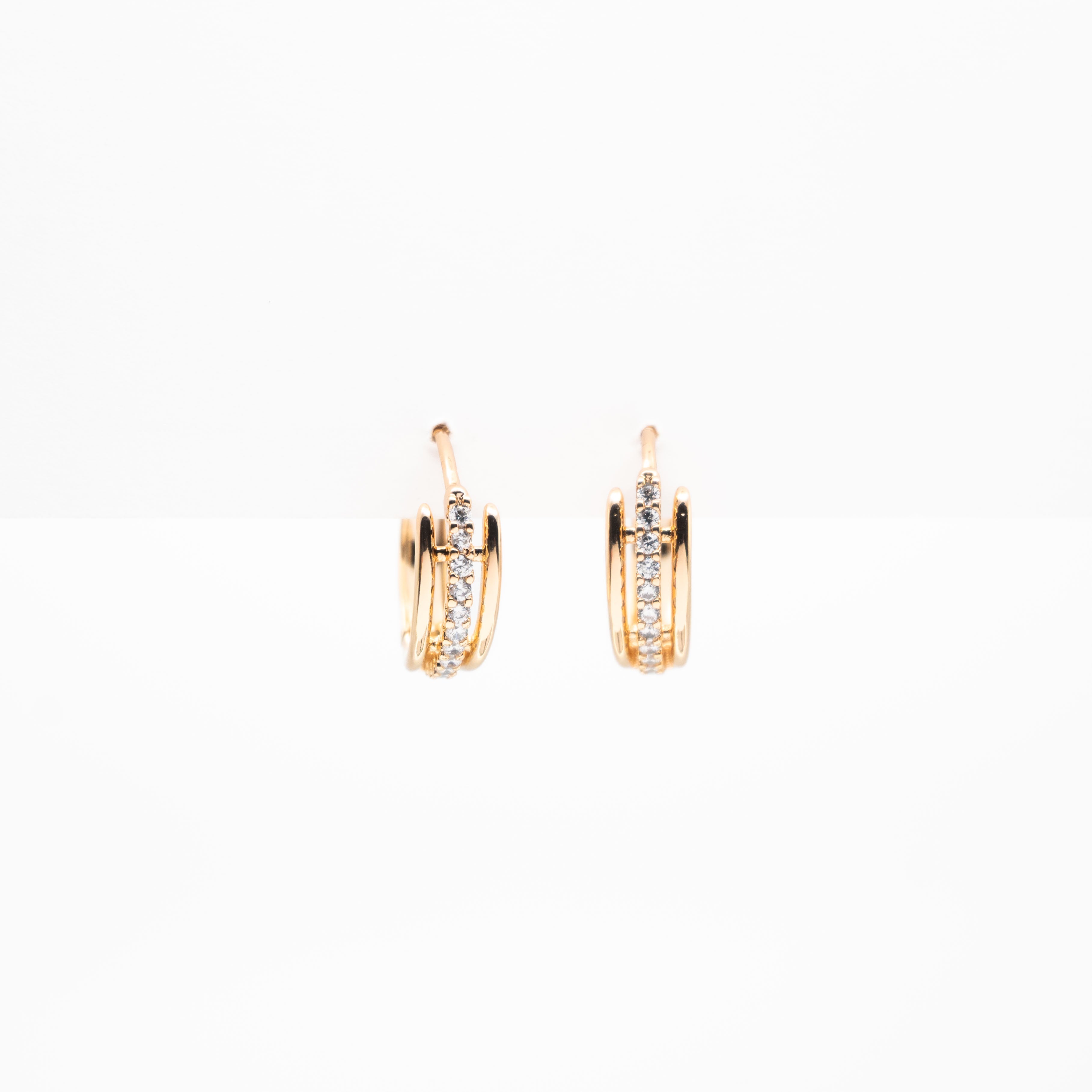 Aretes De Argolla Con Franja Strass