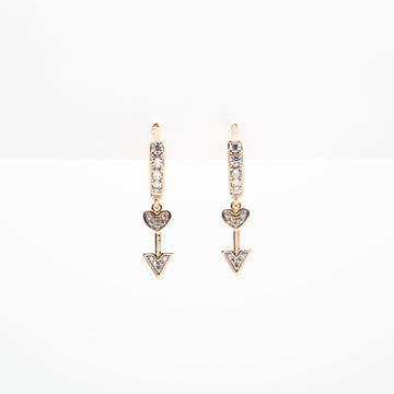 Aretes De Corazón Con Flecha Strass