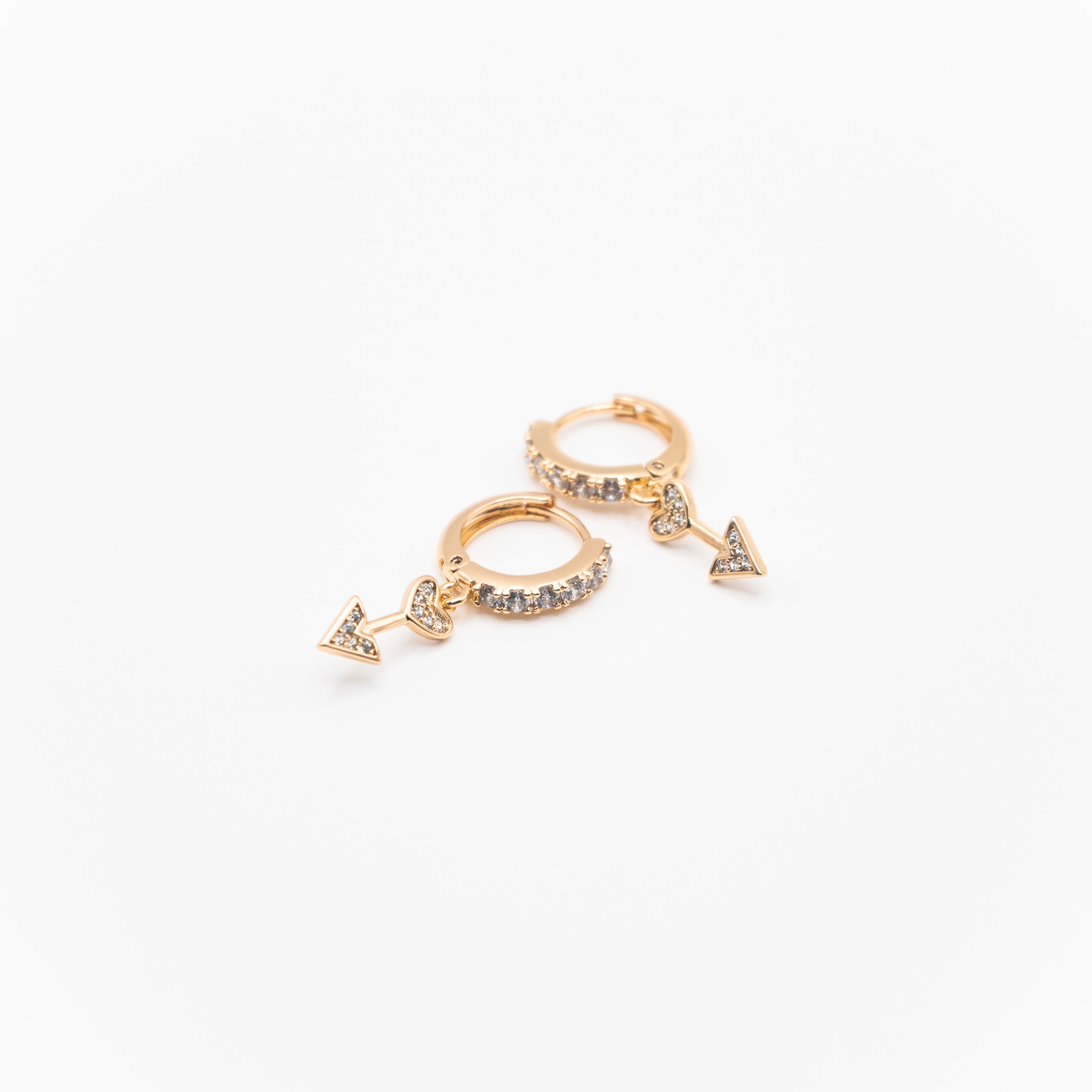 Aretes De Corazón Con Flecha Strass