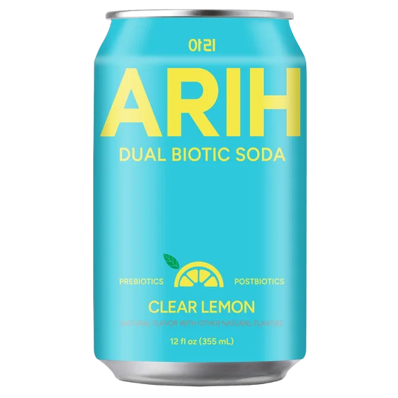 ARIH Refresco Biótico Dual, Refresco Funcional Prebiótico y Postbiótico, Bajo en Azúcar, 12 fl oz, Paquete de 4