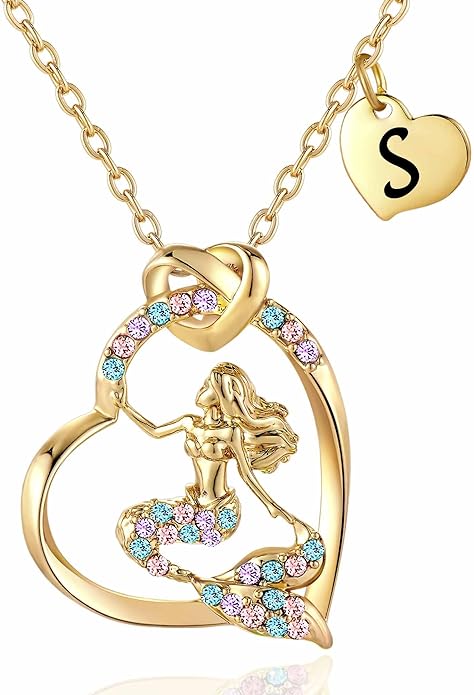 Collar Sirena Con Inicial Corazon