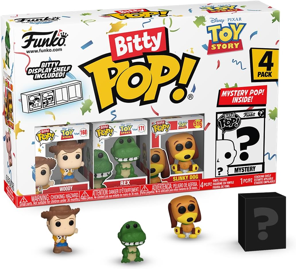 Pop Star Wars Funko Bitty Pop! Toy Story - Woody 4PK - Woody, Rex, Slinky Dog Et Une Mini-Figurine Mystère En Surprise - 2.2 Cm Collectionnable - Étagère Empilable Incluse - Idée Pop Star Wars Funko Bitty Pop! Toy Story - Woody 4PK - Woody, Rex, Slinky Dog Et Une Mini-Figurine Mystère En Surprise - 2.2 Cm Collectionnable - Étagère Empilable Incluse - Idée