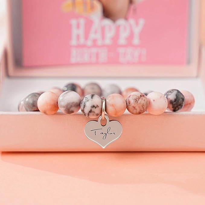 Pulsera Taylor Swift Piedra Rosa – Regalo de Cumpleaños para Mujeres