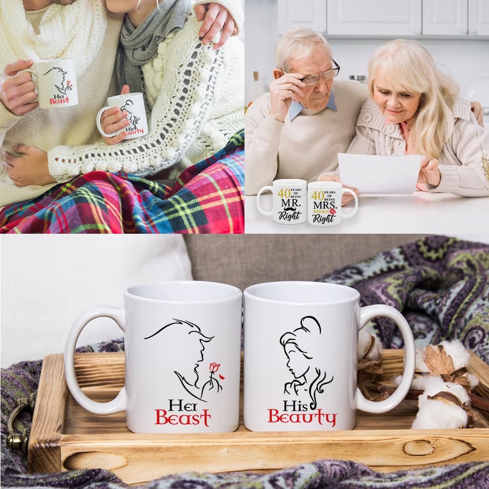 La Bella Y La Bestia Set De Tazas Dibujo