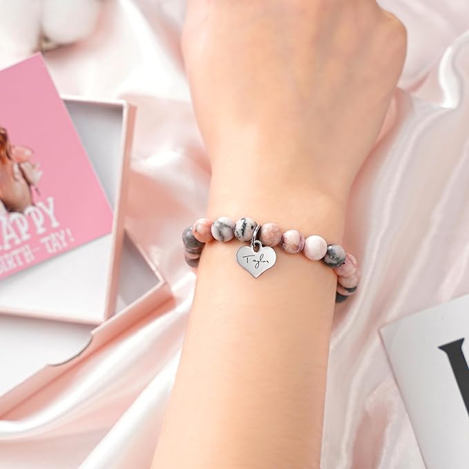 Pulsera Taylor Swift Piedra Rosa – Regalo de Cumpleaños para Mujeres