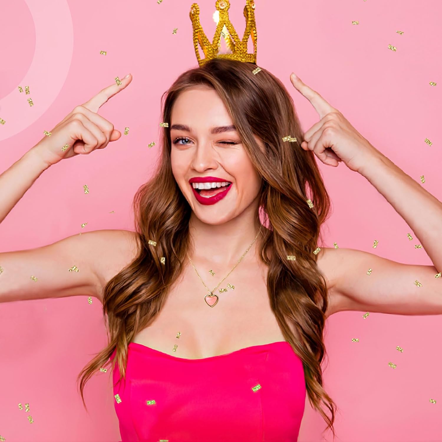 Collar Corazon Rosa Cuarzo