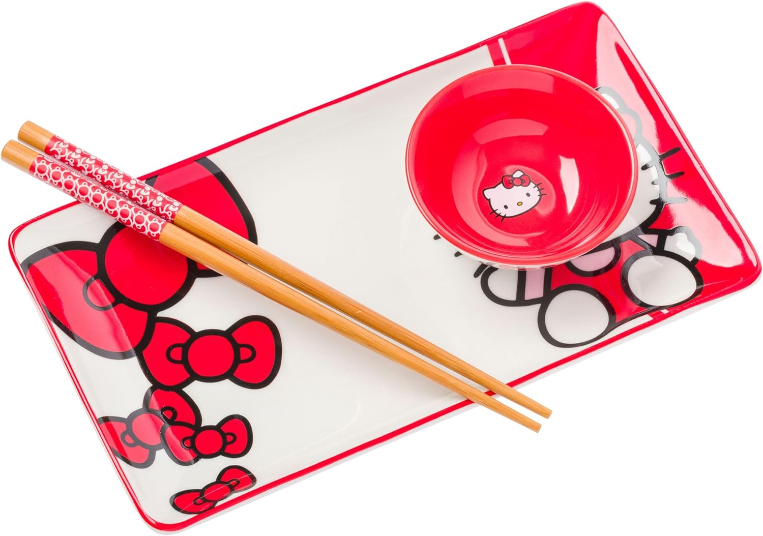 Hello Kitty Sushi Ceramica Con Palillos
