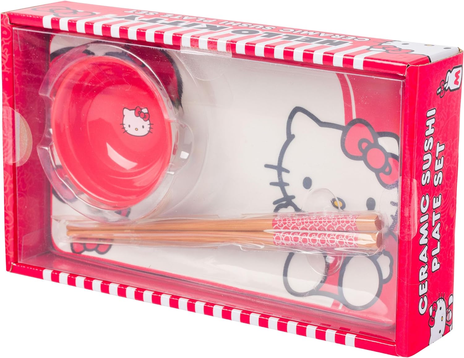 Hello Kitty Sushi Ceramica Con Palillos