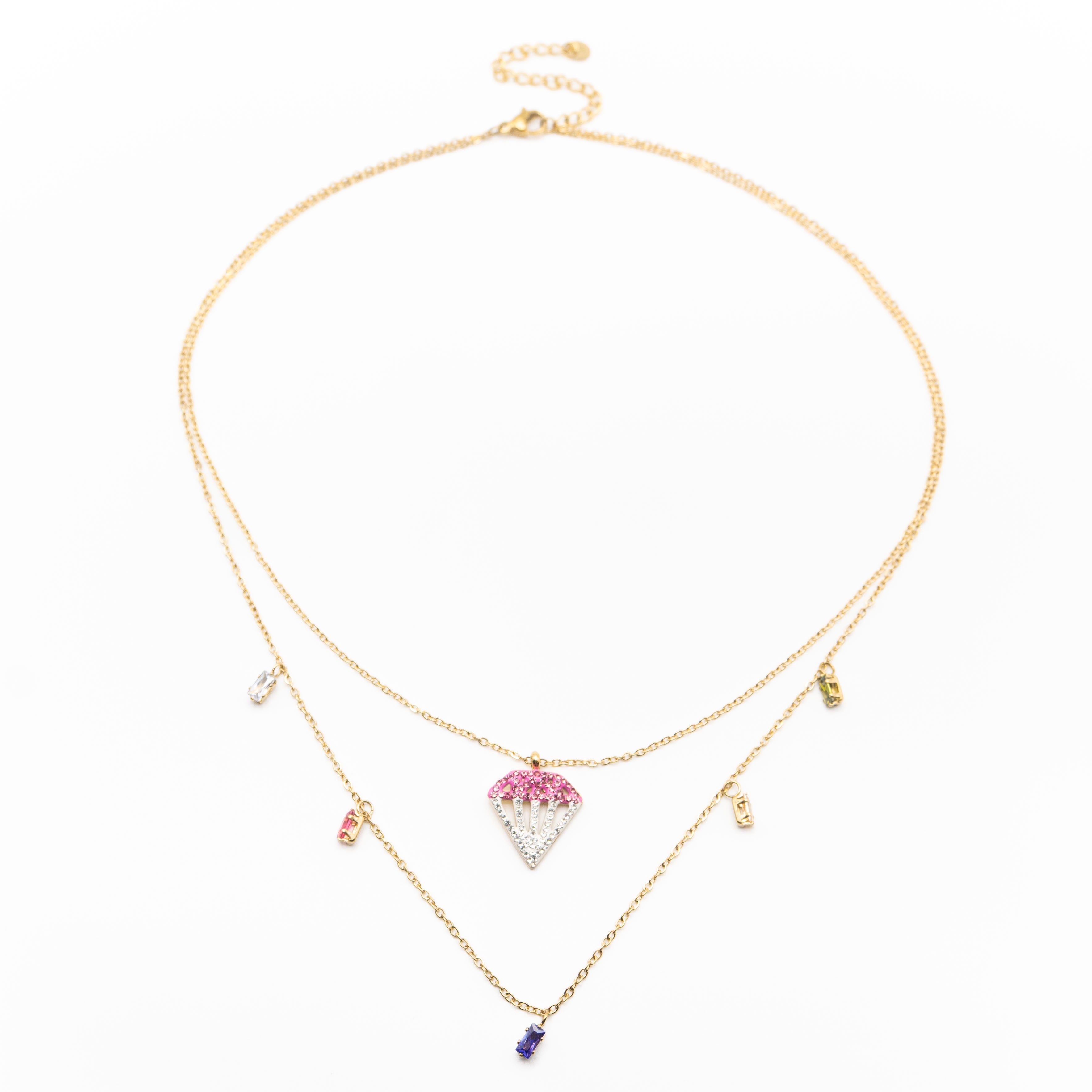 Collar Dije Diamante Colores