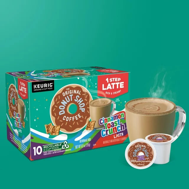 The Original Donut Shop, One Step Cinnamon Toast Crunch Latte K-Cup Coffee Pods, 10