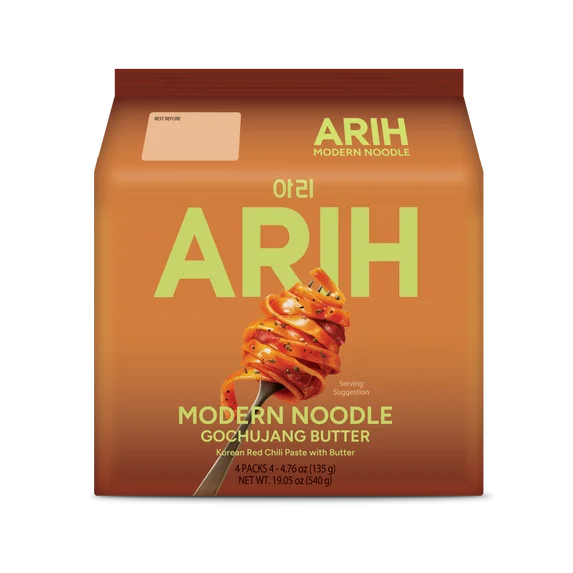 ARIH Ramen BTS Fideos Modernos, Fideos sin Caldo Fusión Coreano-occidental, BTS Paquete de 4