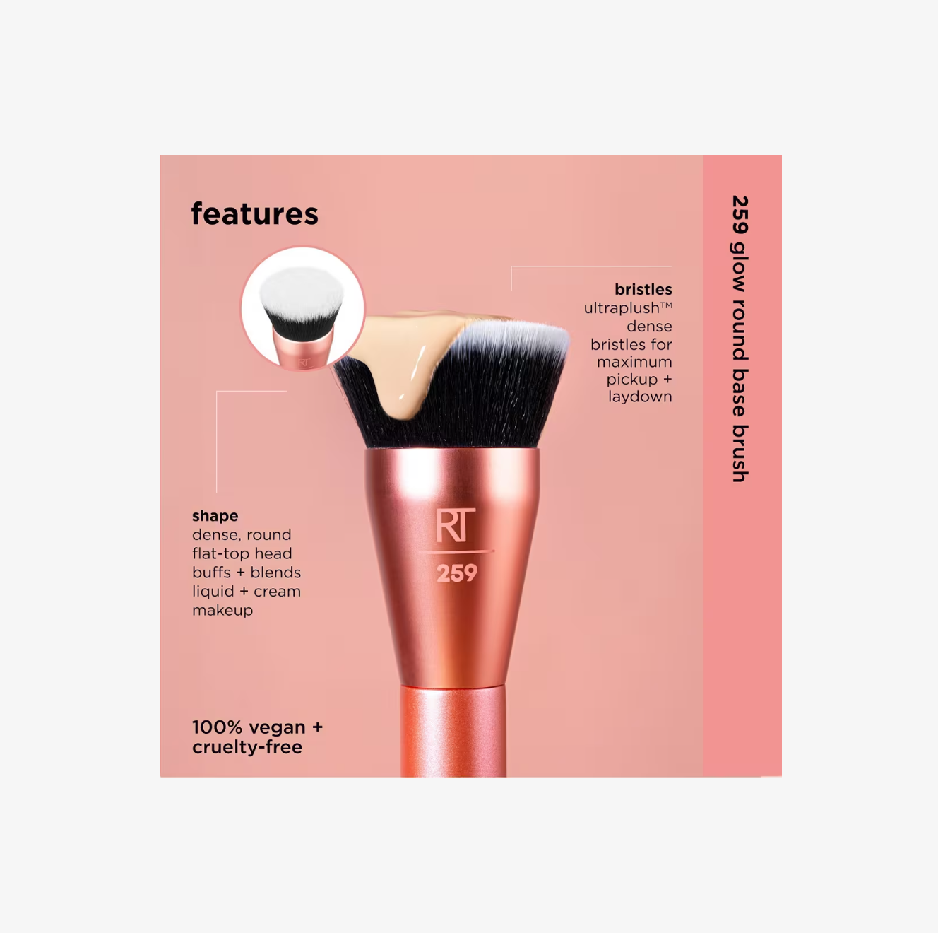 Brocha Glow Round Base para Difuminar Maquillaje