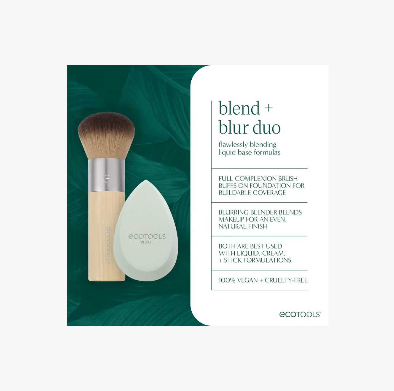 Blend + Blur Makeup Brush & Sponge Duo de EcoTools