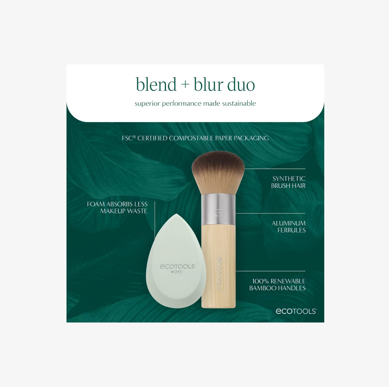 Blend + Blur Makeup Brush & Sponge Duo de EcoTools