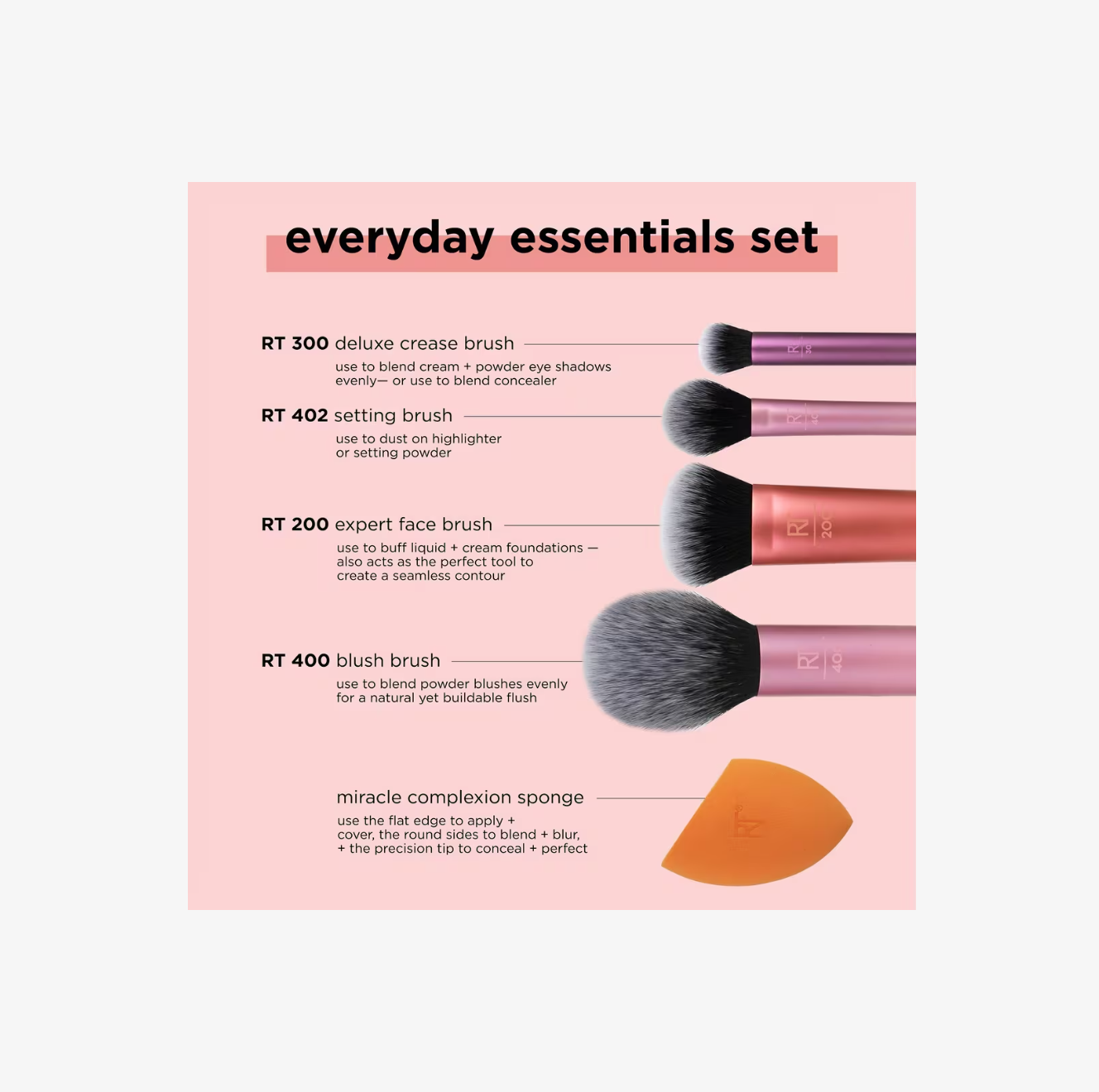 Set de Brochas y Esponja de Maquillaje Everyday Essentials
