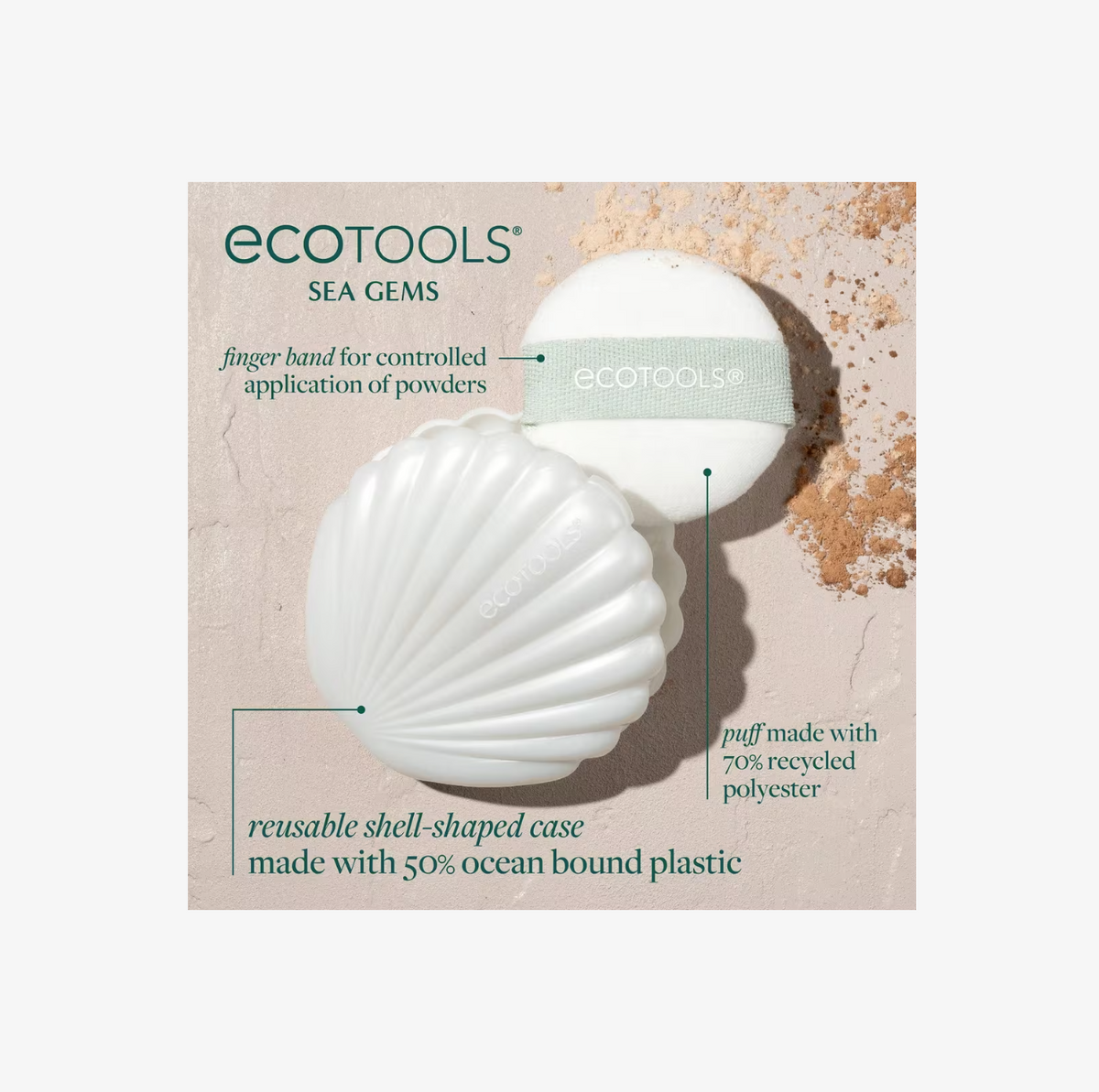 Ecotools Powder Puff Sea Gems Pearl Powder Puff + Travel Case – EcoTools – North To You