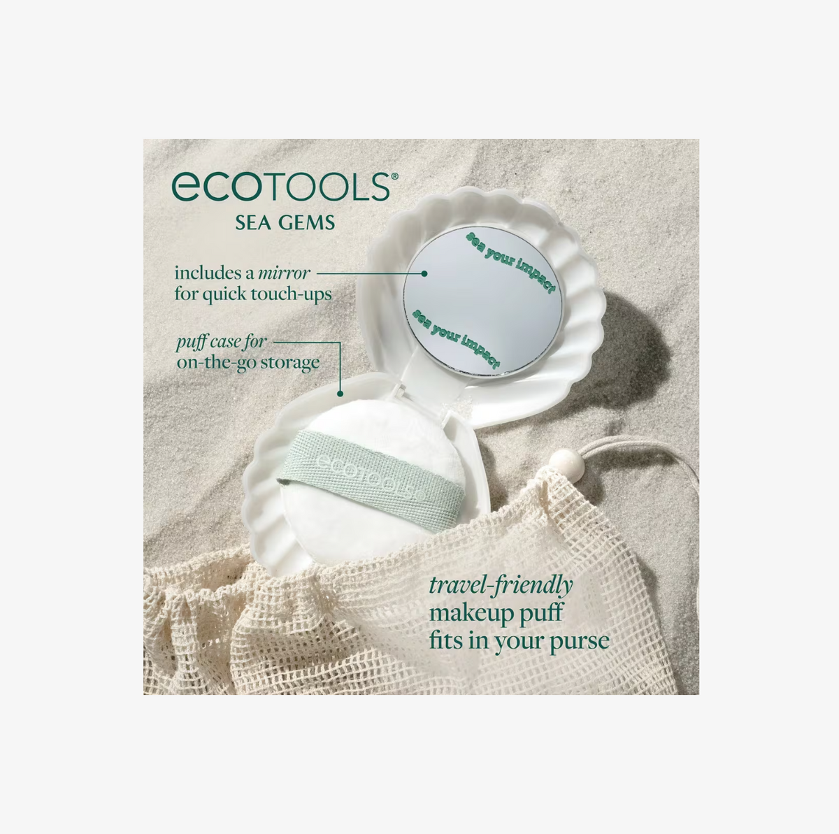 Ecotools Powder Puff Sea Gems Pearl Powder Puff + Travel Case – EcoTools – North To You