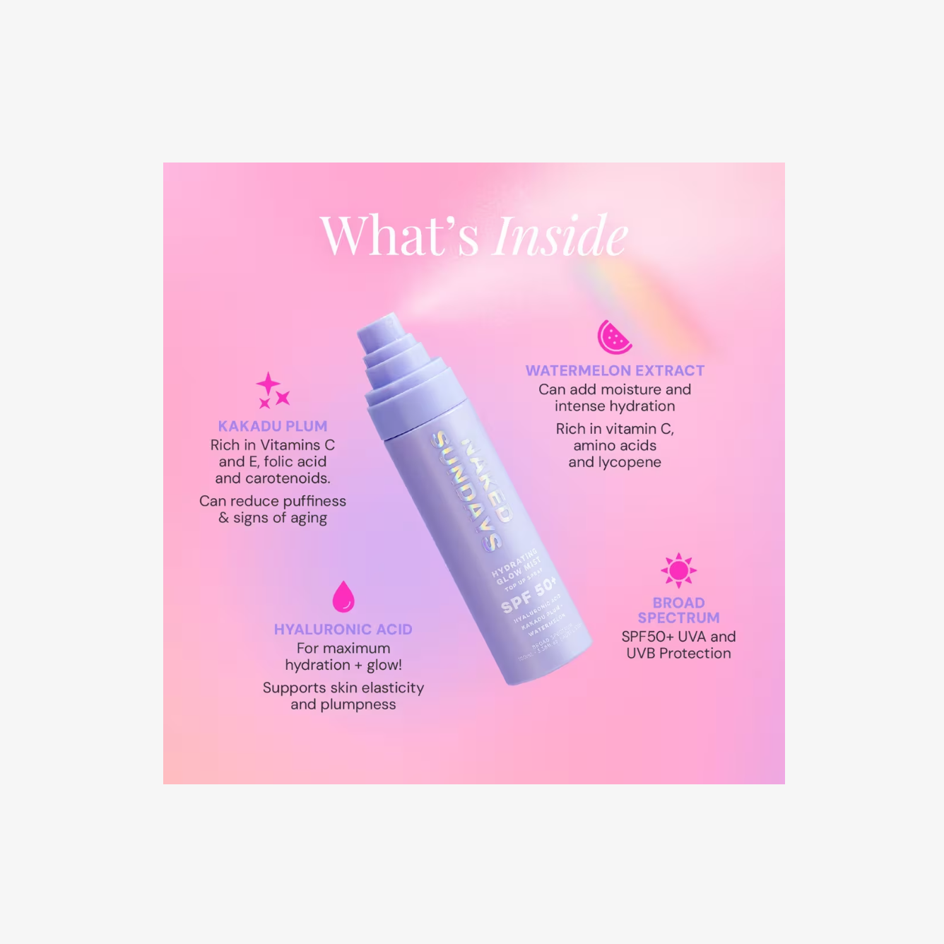 Naked Sundays Hydrating Glow Mist Setting Spray SPF 50+