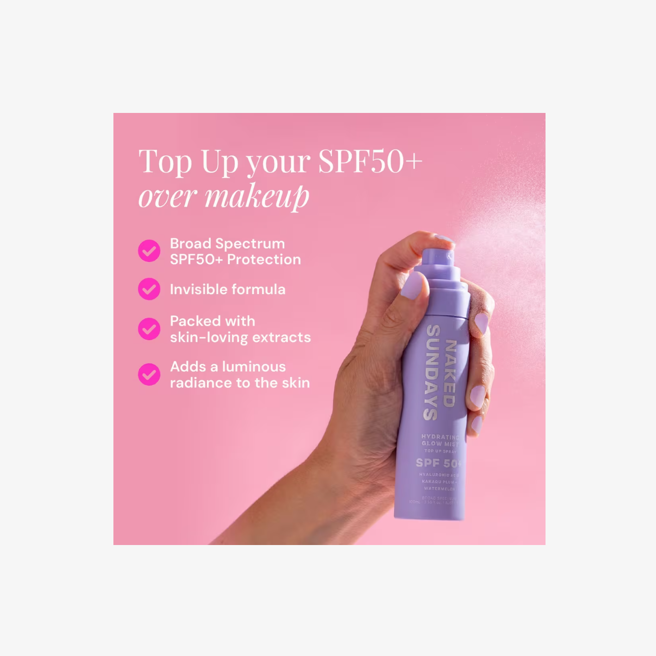 Naked Sundays Hydrating Glow Mist Setting Spray SPF 50+