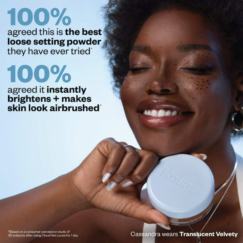 Kosas Cloud Set Polvo Suelto Translúcido, Libre de Talco, Fijador + Difuminador