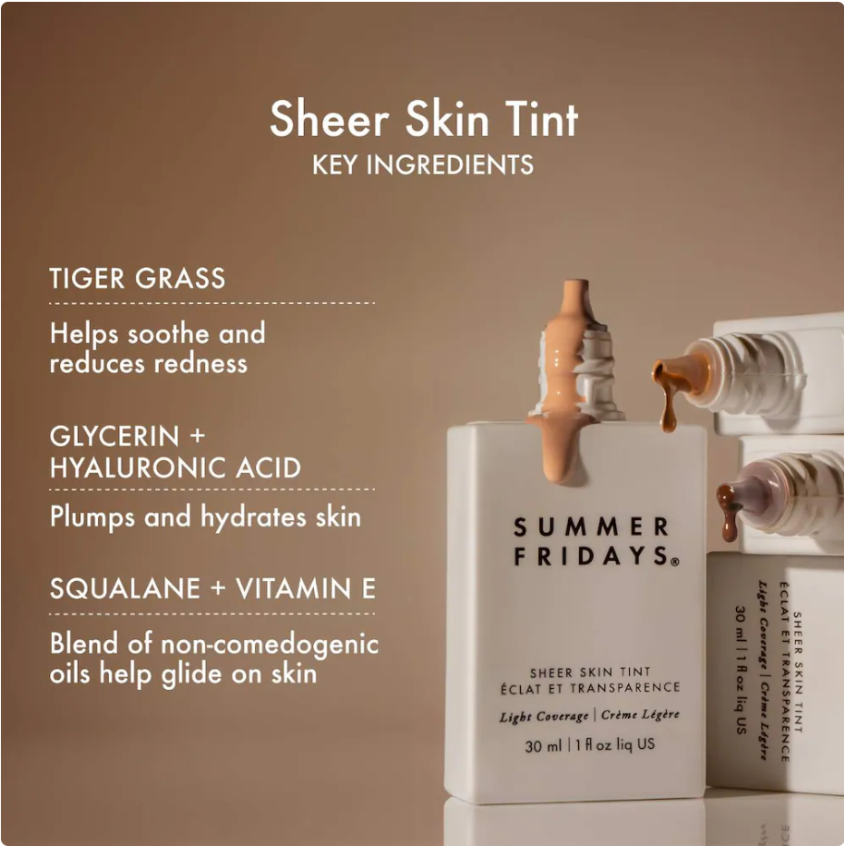 Summer Fridays Sheer Skin Tint con Ácido Hialurónico + Escualano