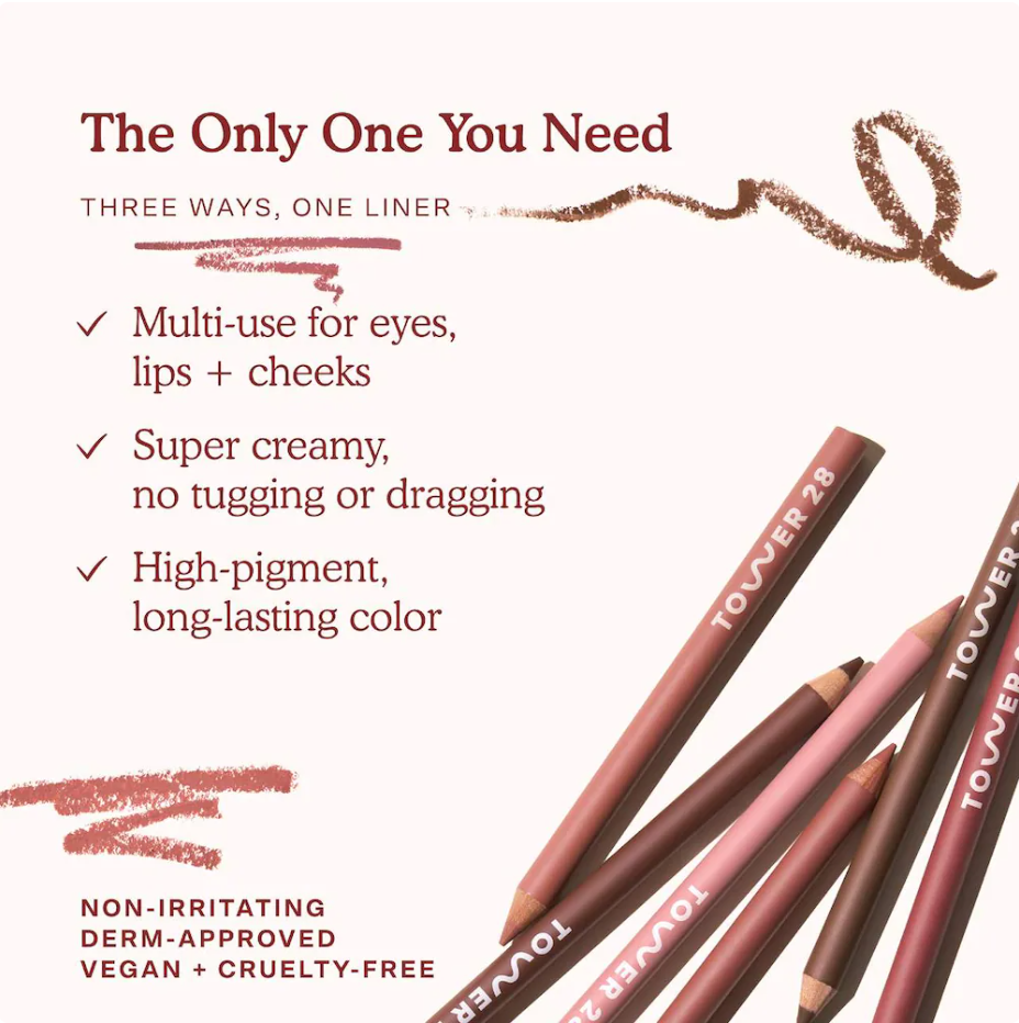 Tower 28 Beauty OneLiner Lip Liner + Eyeliner + Cheek Pencil