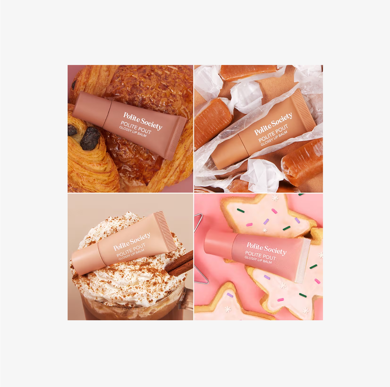 Polite Society Naughty & Nice Neutrals - Set de 4 bálsamos labiales brillantes