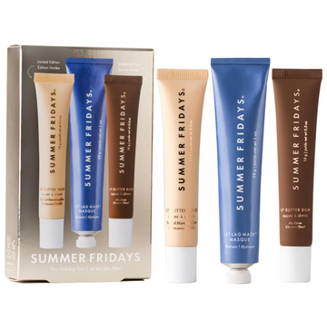 Set Navideño Summer Fridays The Holiday Trio con Lip Butter Balm en Chocolate Caliente y Malvavisco Tostado