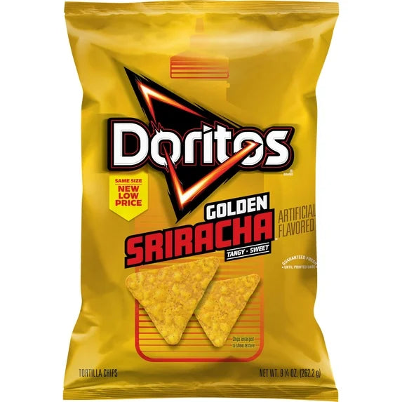 Doritos Chips de Tortilla Sriracha Dorada Ácidas y Dulces, Bolsa de 9.25 Onzas