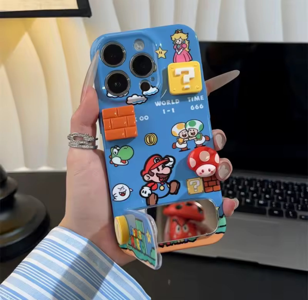 Mario Bross Iphone Case Con Espejo