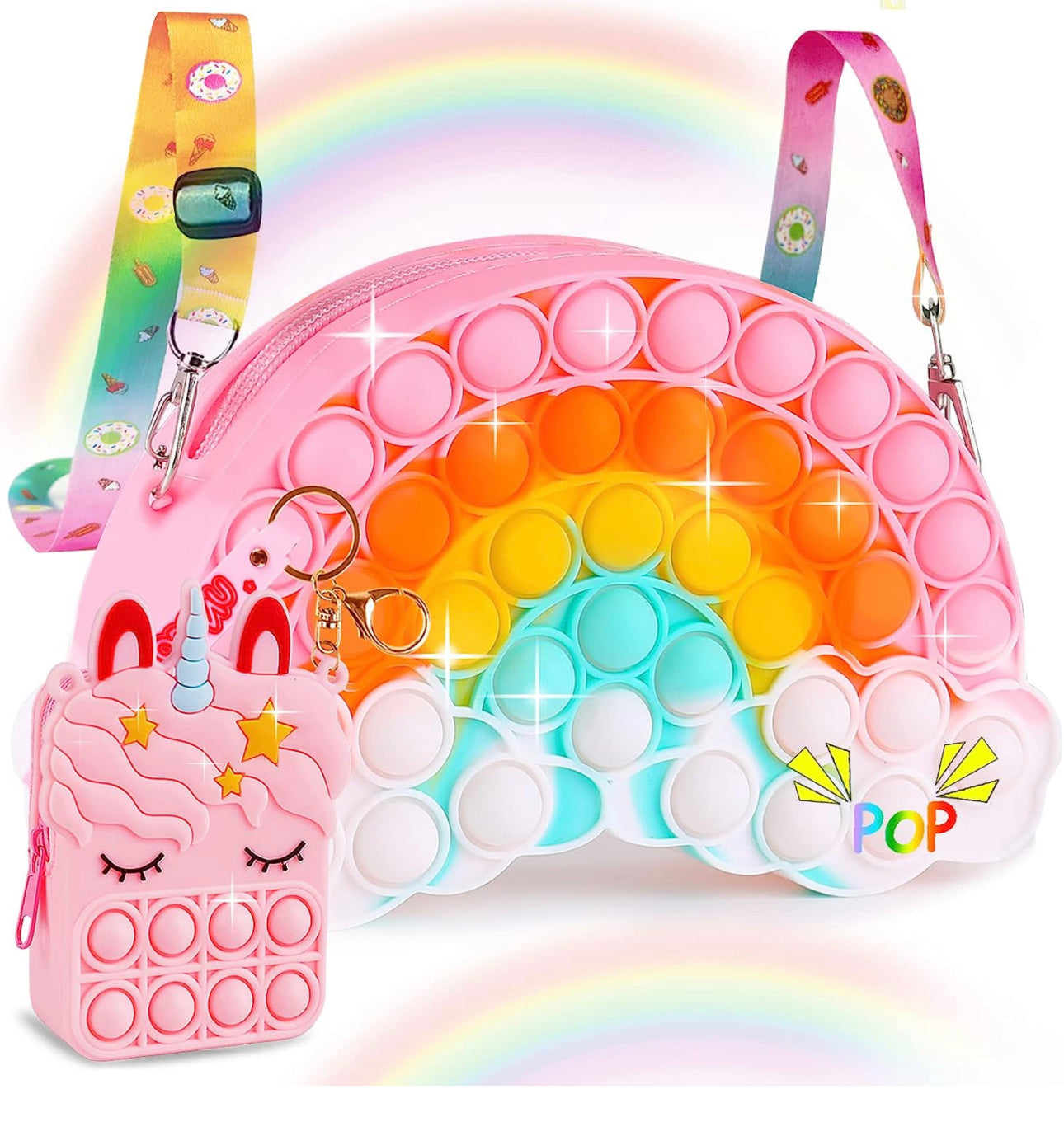 Arcoíris Bolsa Mochila Pop Y Monedero