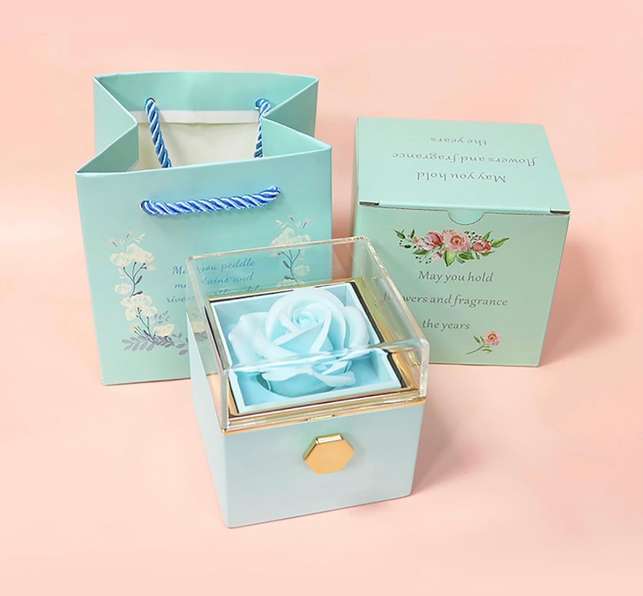 Caja Joyería Rosa Giratoria 360