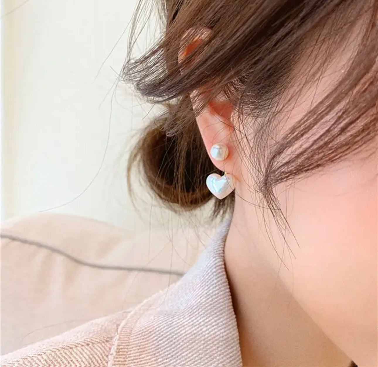 Aretes Perla De Corazón