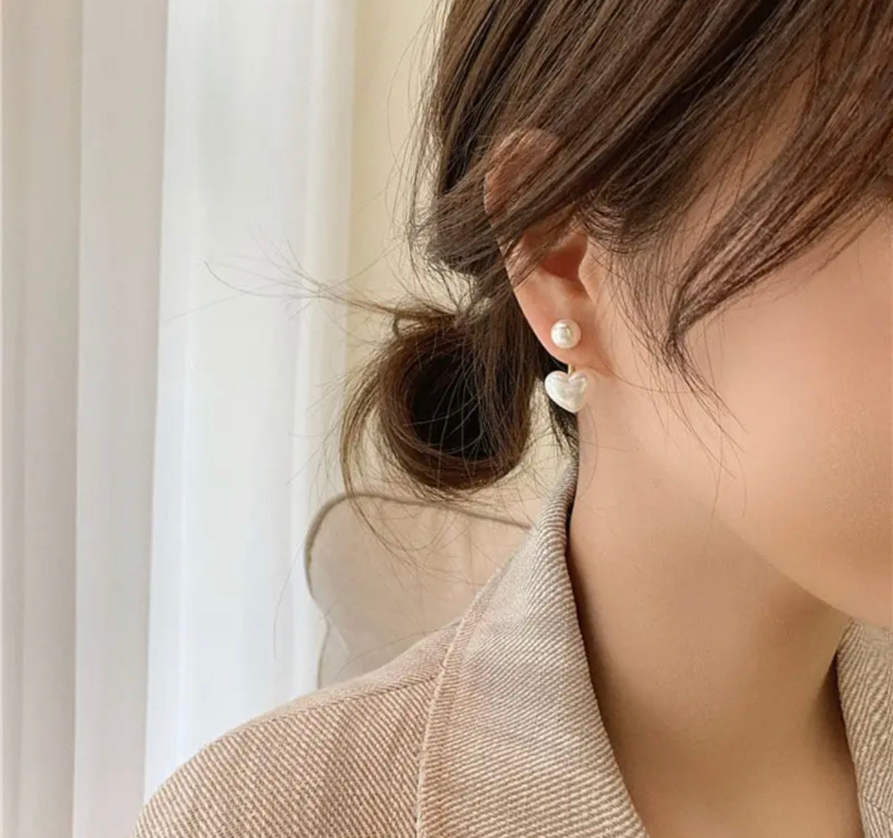 Aretes Perla De Corazón