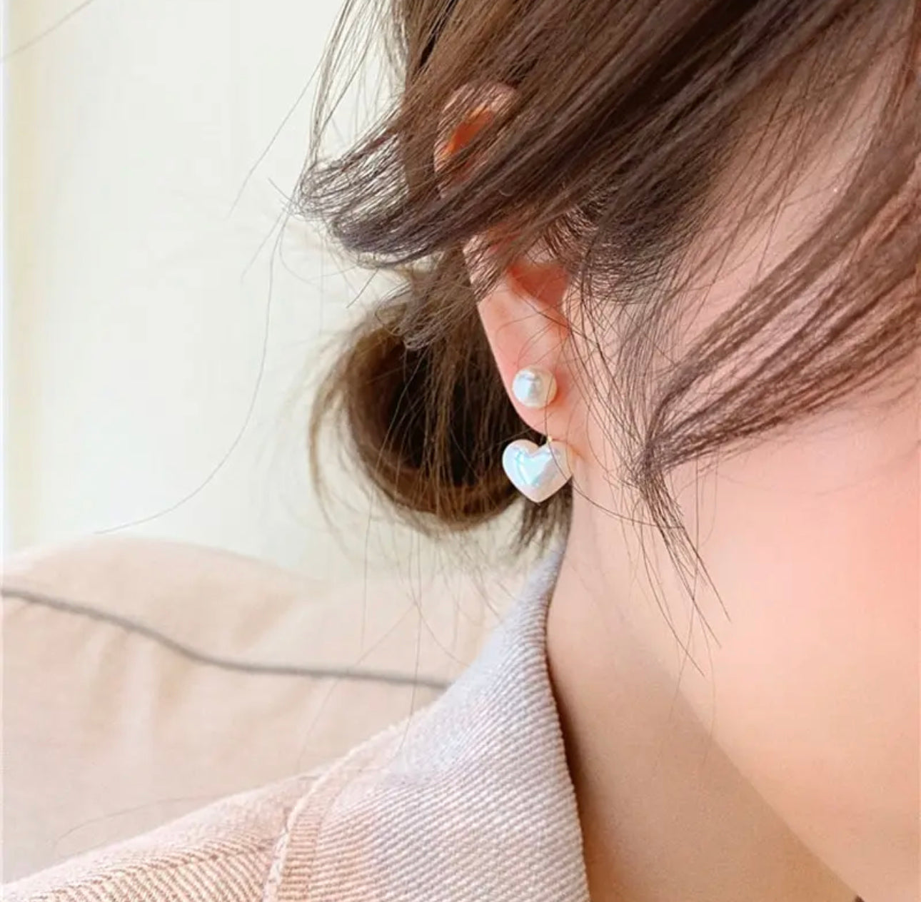 Aretes Perla De Corazón