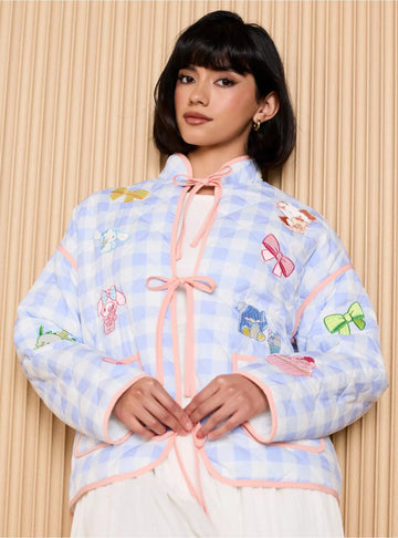 Sanrio Hello Kitty and Friends – Chamarra Acolchada Gingham para Mujer