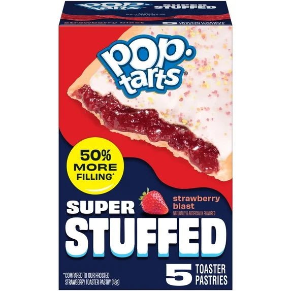 Pop-Tarts Pastelillos para Tostadora Súper Rellenos Sabor Fresa Blast, 50% Más Relleno, Estables en Estante, 10.9 oz (5 Unidades)