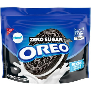 OREO Galletas Sándwich de Chocolate sin Azúcar, 10 Packs de Snack (2 Galletas por Paquete)