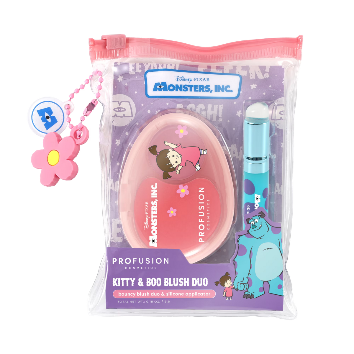 Profusion Cosmetics Monsters Inc - Boo + Sulley Dúo de Labios y Mejillas Rebotadores + Dijes de Llavero