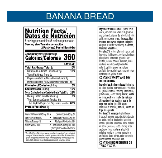 Pop-Tarts Frosted Banana Bread Breakfast Toaster Pastries, 27 oz, 16 Count