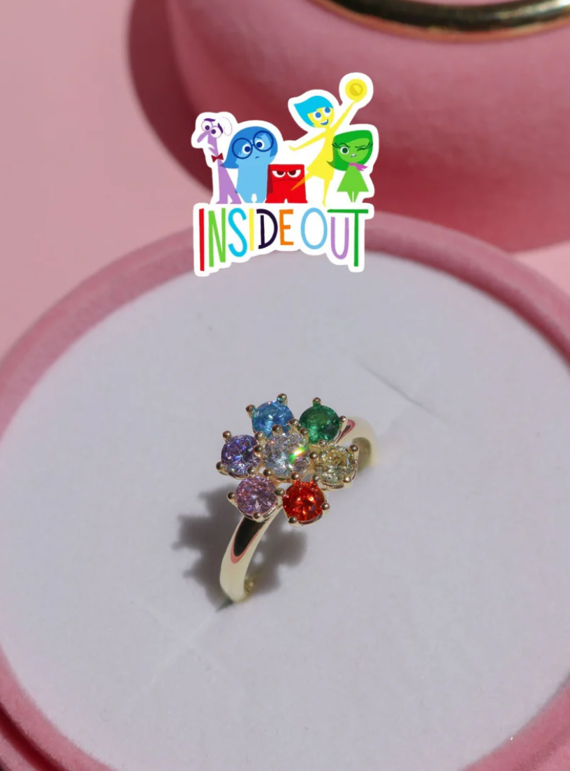 Inside Out 2 Anillo Intensamente Colores Plata, 925