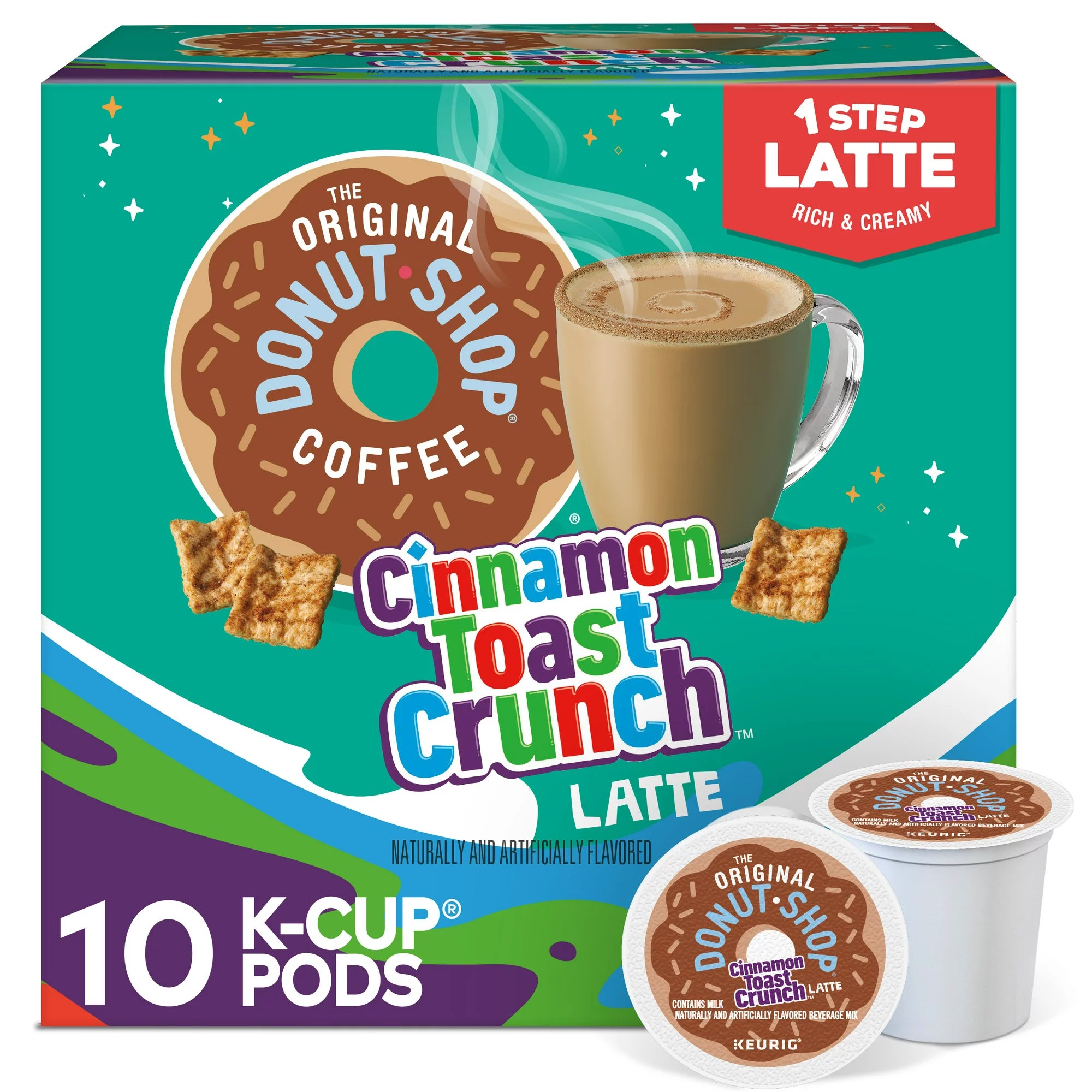 The Original Donut Shop, One Step Cinnamon Toast Crunch Latte K-Cup Coffee Pods, 10