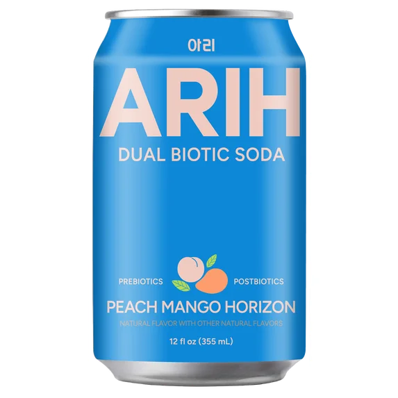 ARIH Refresco Biótico Dual, Refresco Funcional Prebiótico y Postbiótico, Bajo en Azúcar, 12 fl oz, Paquete de 4