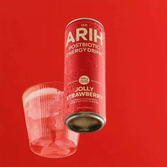ARIH Bebida Energética Postbiótica, Bebida Energética Limpia sin Azúcar con 100 Mg de Cafeína Natural, 12 fl oz, Paquete de 4