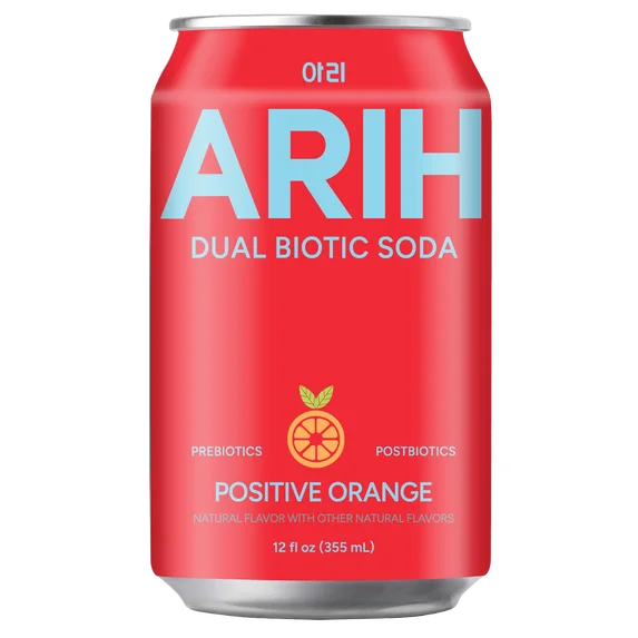 ARIH Refresco Biótico Dual, Refresco Funcional Prebiótico y Postbiótico, Bajo en Azúcar, 12 fl oz, Paquete de 4